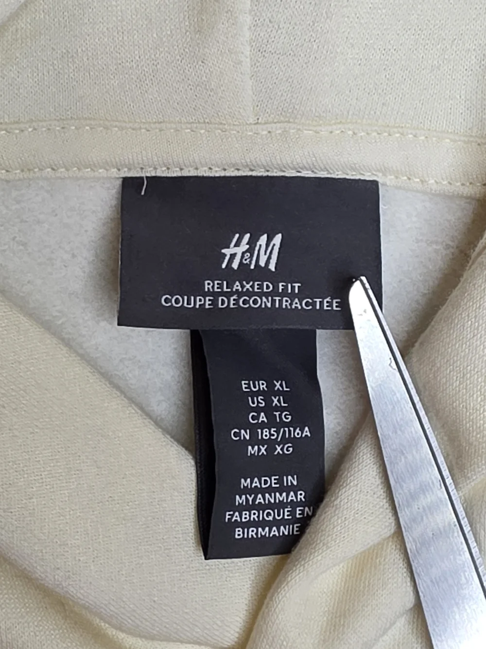 H&M Relaxed Fit Hoodie in a cream color with "Petrichor Syndrome" embroidered XL - Picture 2 of 6
